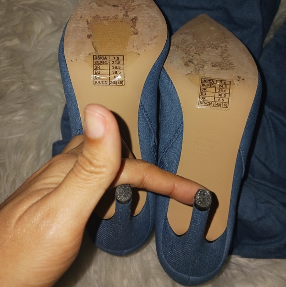 Forever 21 Women pointed toe Denim knee high stiletto boots - Picture 10 of 16